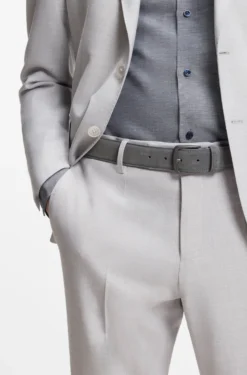 Italian-suede belt with gunmetal buckle