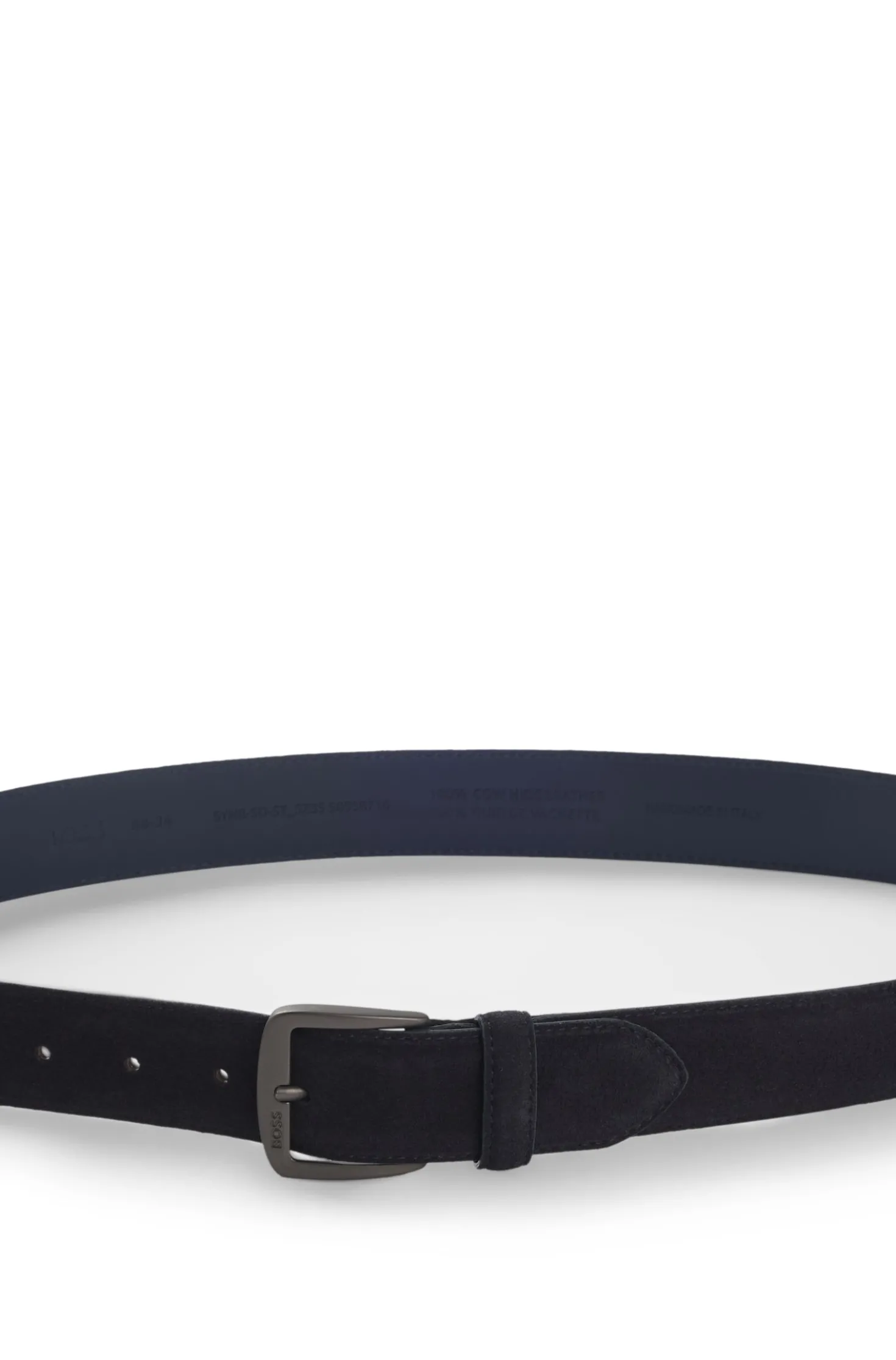 Italian-suede belt with gunmetal buckle