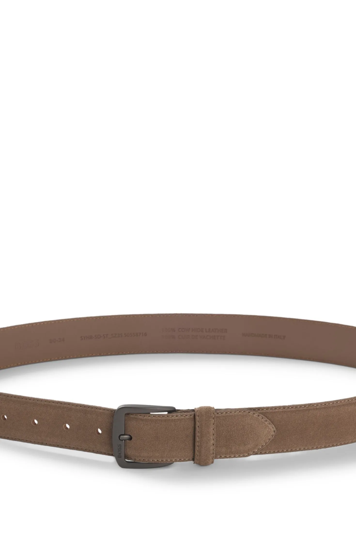 Italian-suede belt with gunmetal buckle