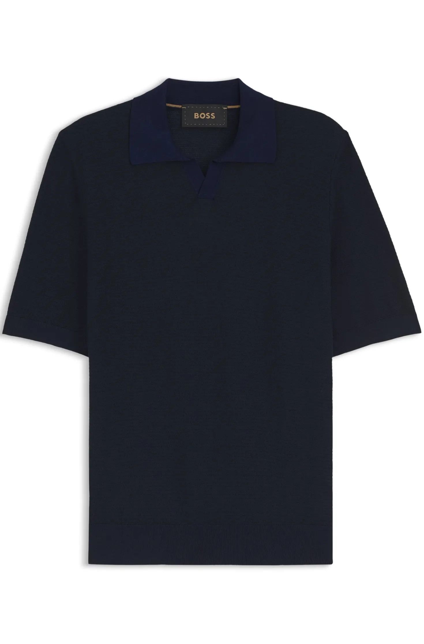 Johnny-collar knit polo in cotton and silk