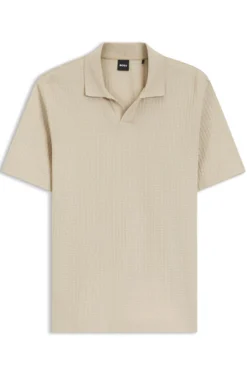 Johnny-collar polo shirt in jacquard cotton