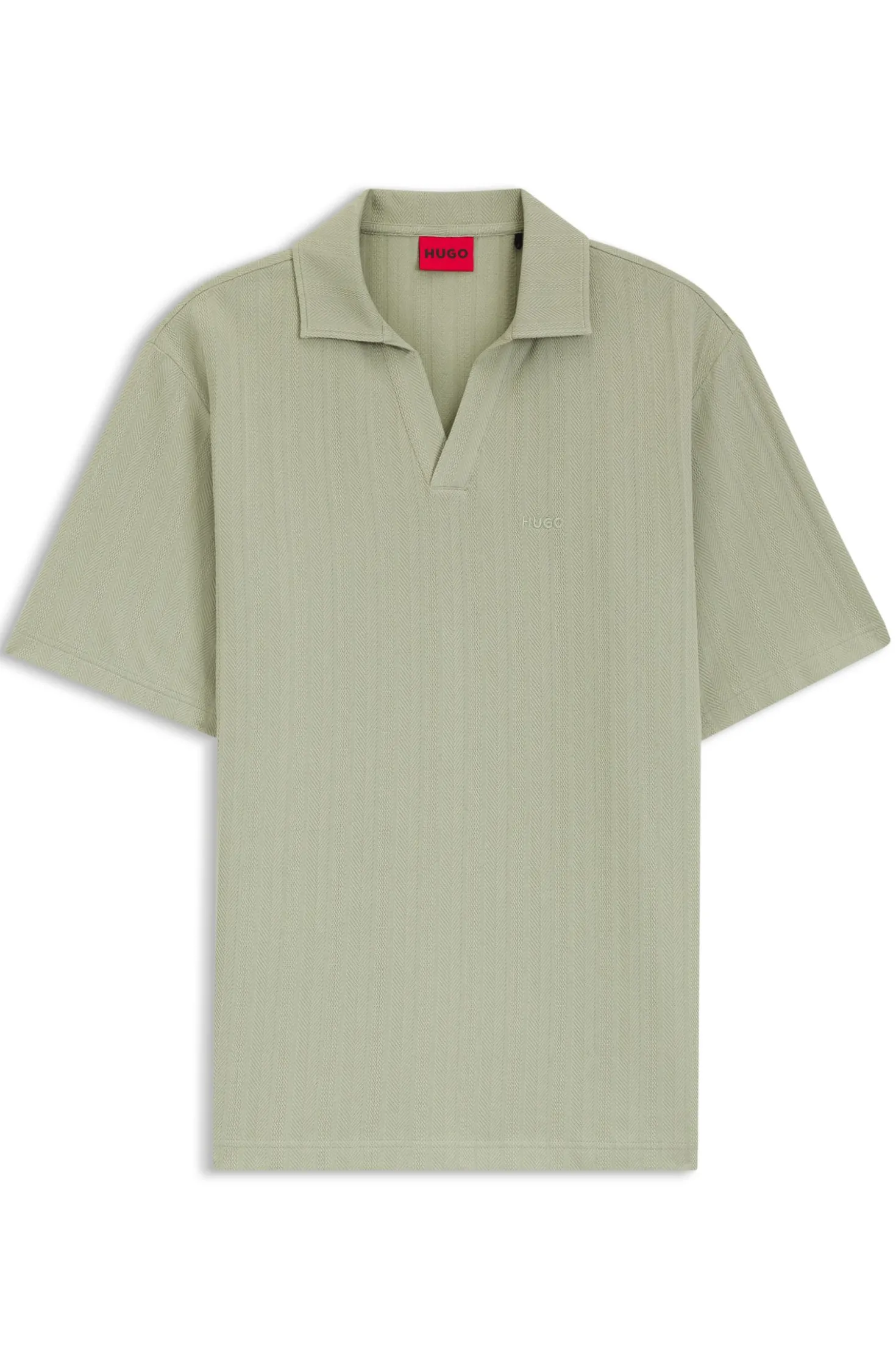 Johnny-collar polo shirt with jacquard stripe
