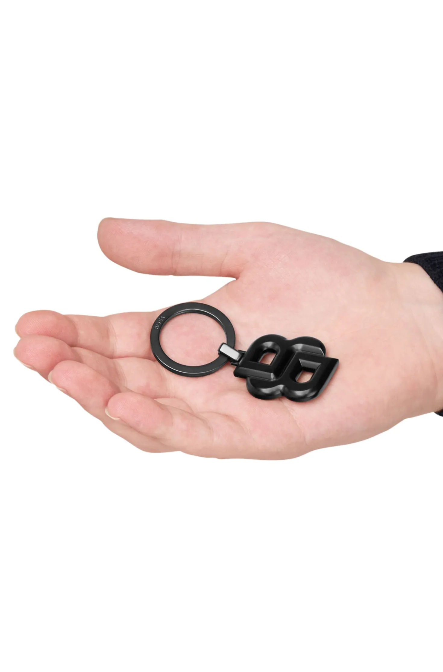 Key ring with matte-black Double B monogram