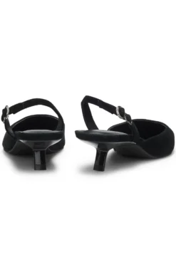Kitten-heel slingbacks in suede