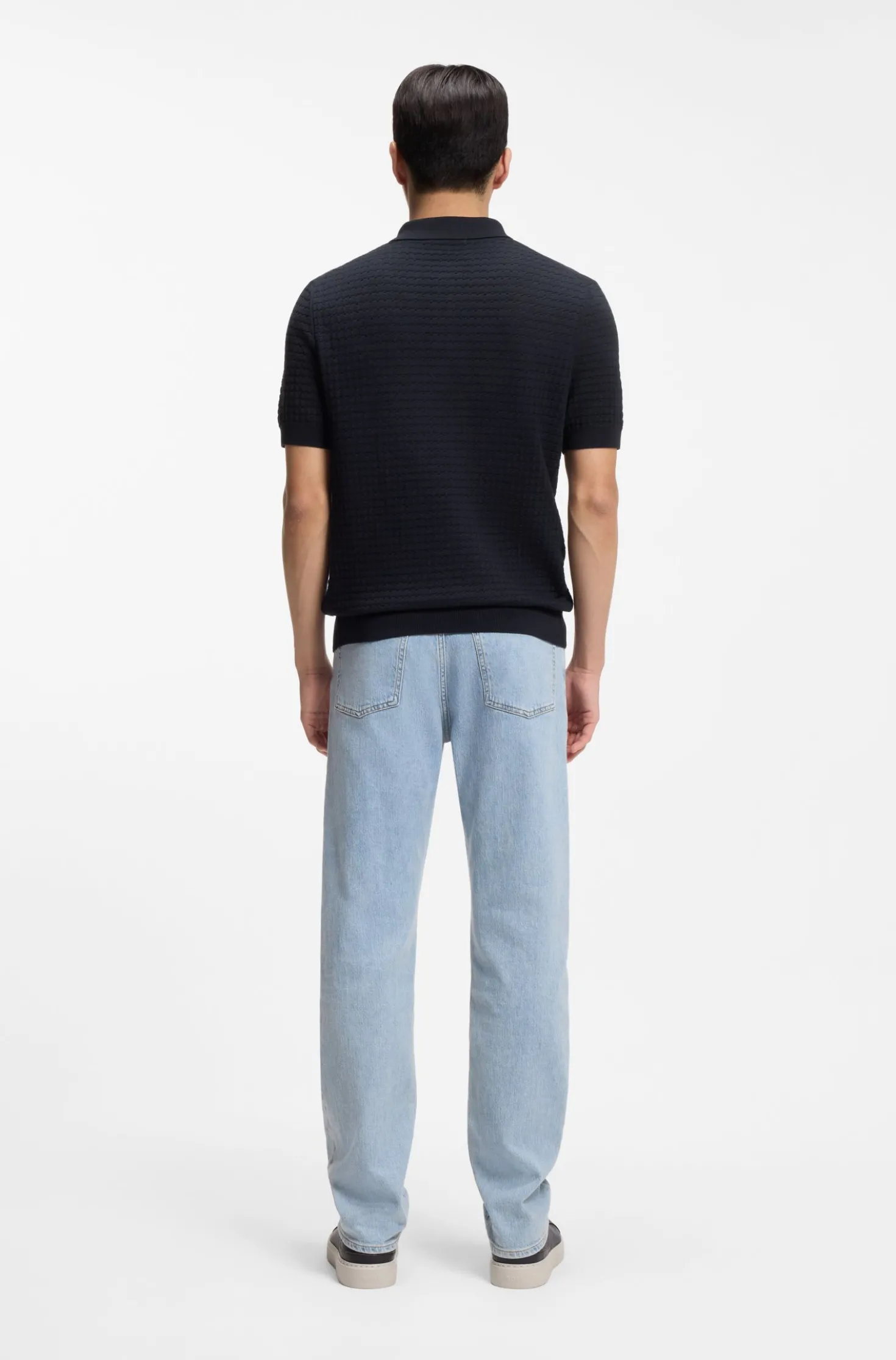 Knit polo in silk and cotton