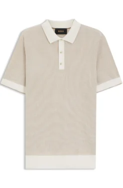 Knit polo in silk and cotton