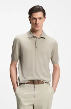 Knit polo in virgin wool
