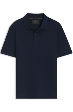 Knit polo shirt in two-tone cotton