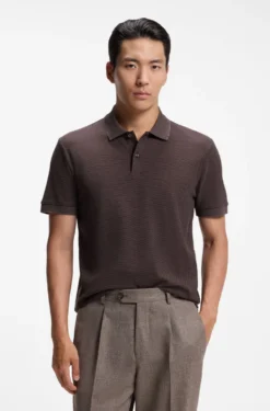 Knit polo shirt in two-tone cotton