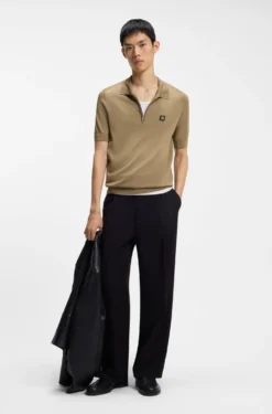 Knit polo with zipped neck