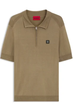 Knit polo with zipped neck