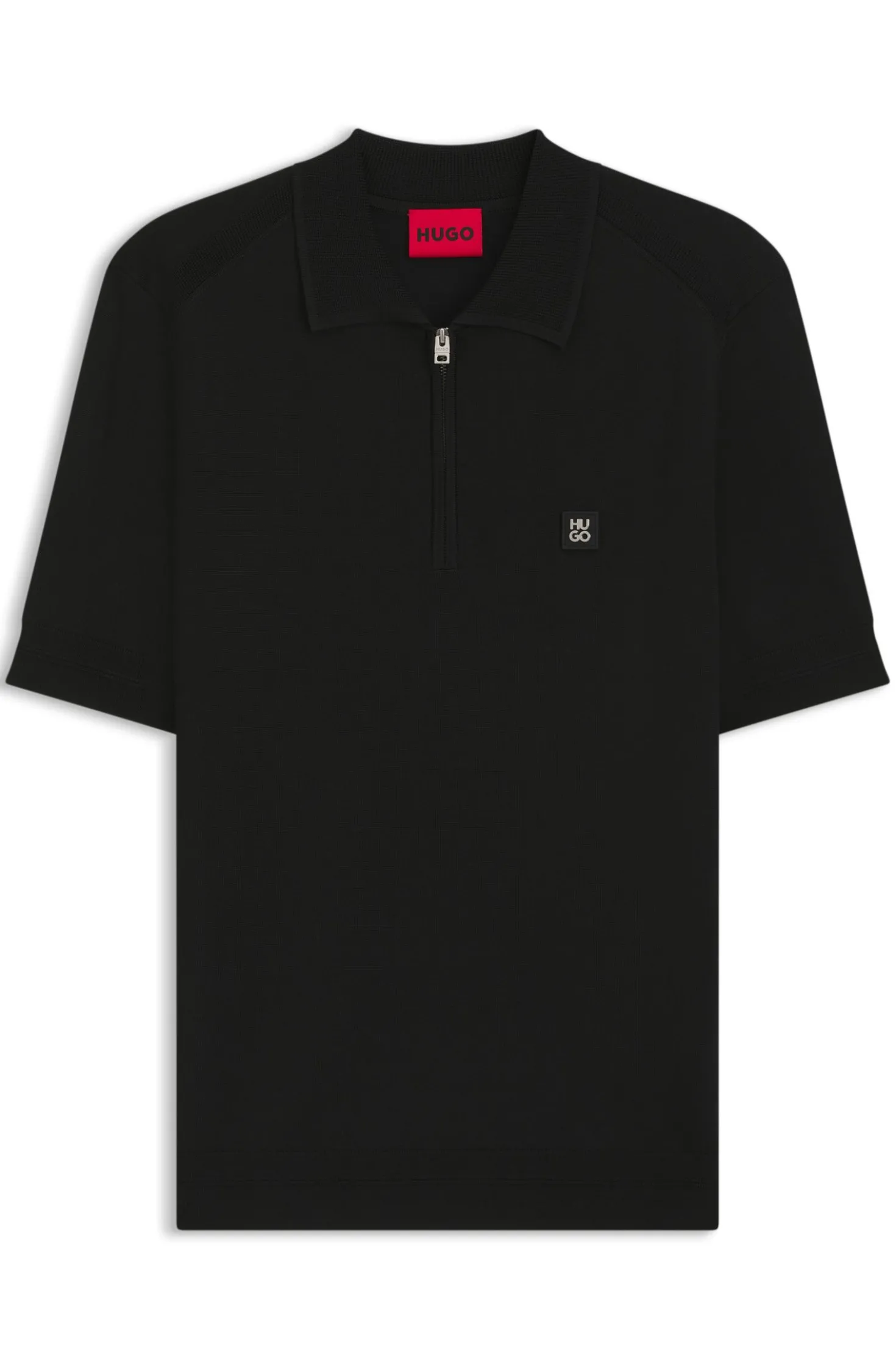 Knit polo with zipped neck
