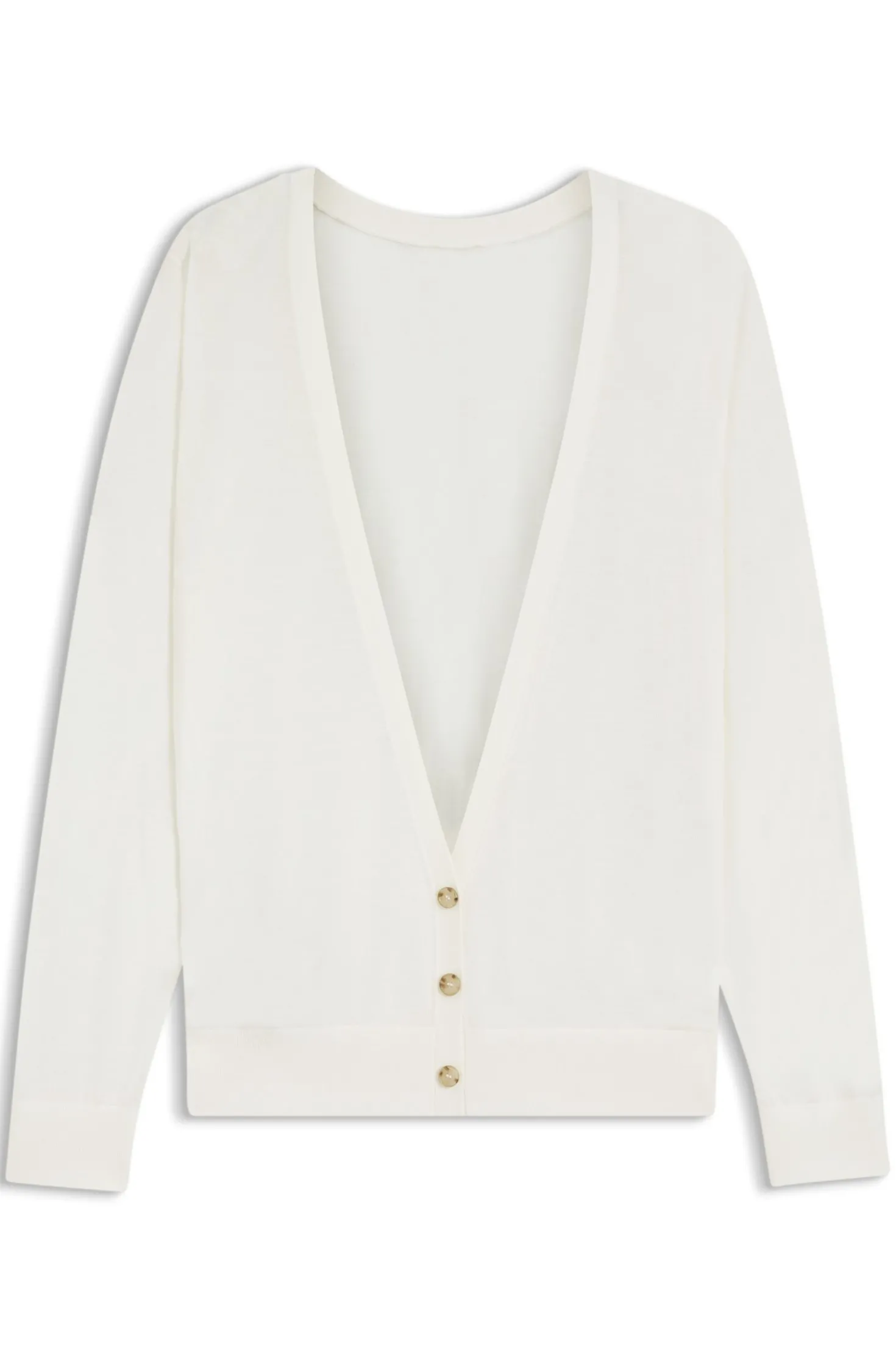 Knitted cardigan with rear button closure