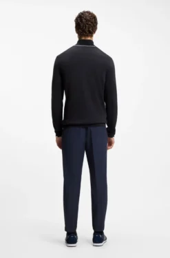 Knitted-cotton cardigan with contrast logo