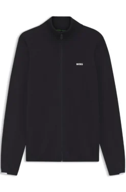 Knitted-cotton cardigan with contrast logo