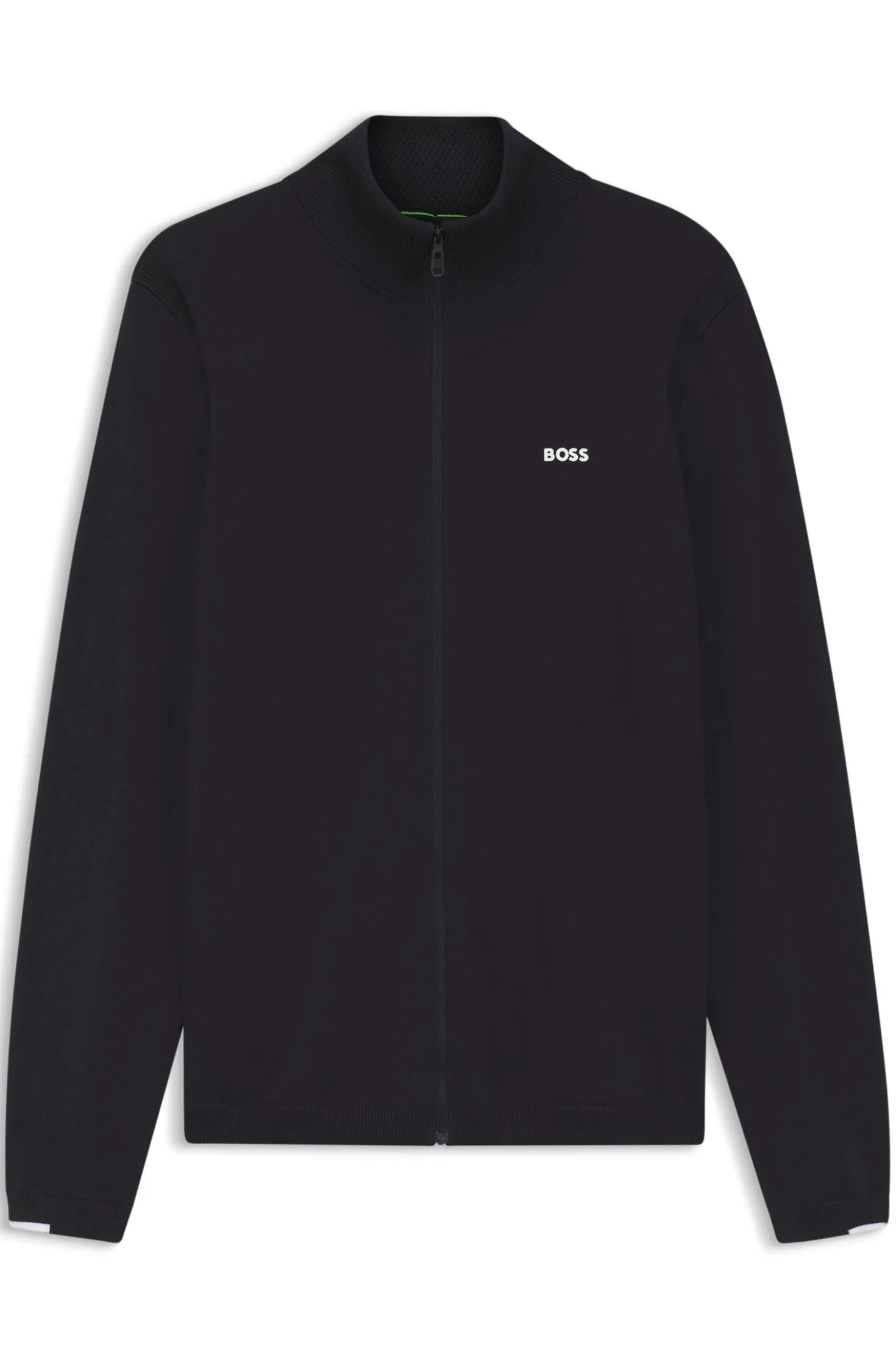 Knitted-cotton cardigan with contrast logo