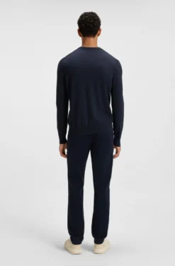 Knitted-cotton sweater with embroidered logo