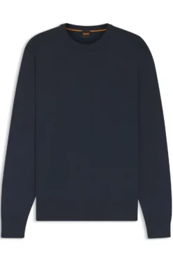 Knitted-cotton sweater with embroidered logo