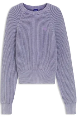 Knitted-cotton sweater with Happy HUGO logo