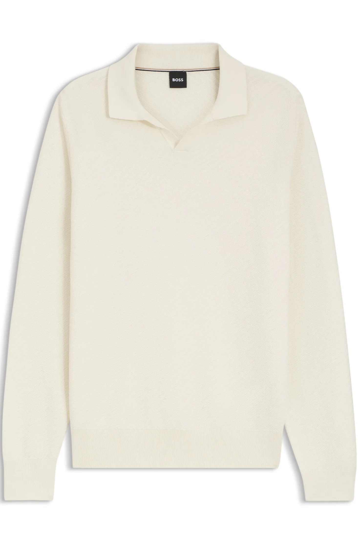 Knitted-cotton sweater with Johnny collar