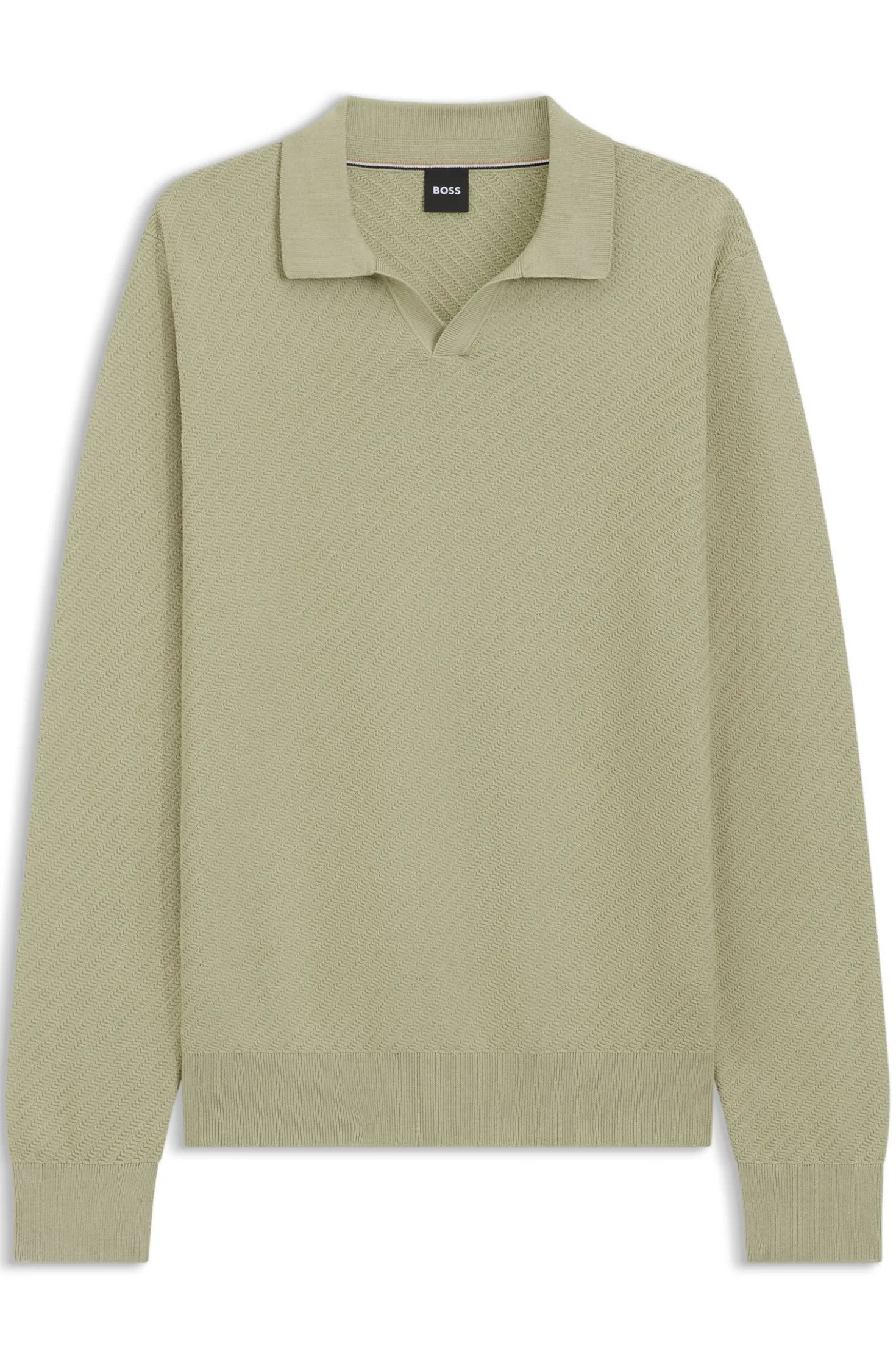Knitted-cotton sweater with Johnny collar