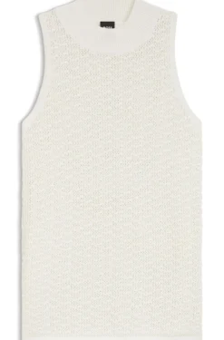 Knitted cotton top with micro-lace structure