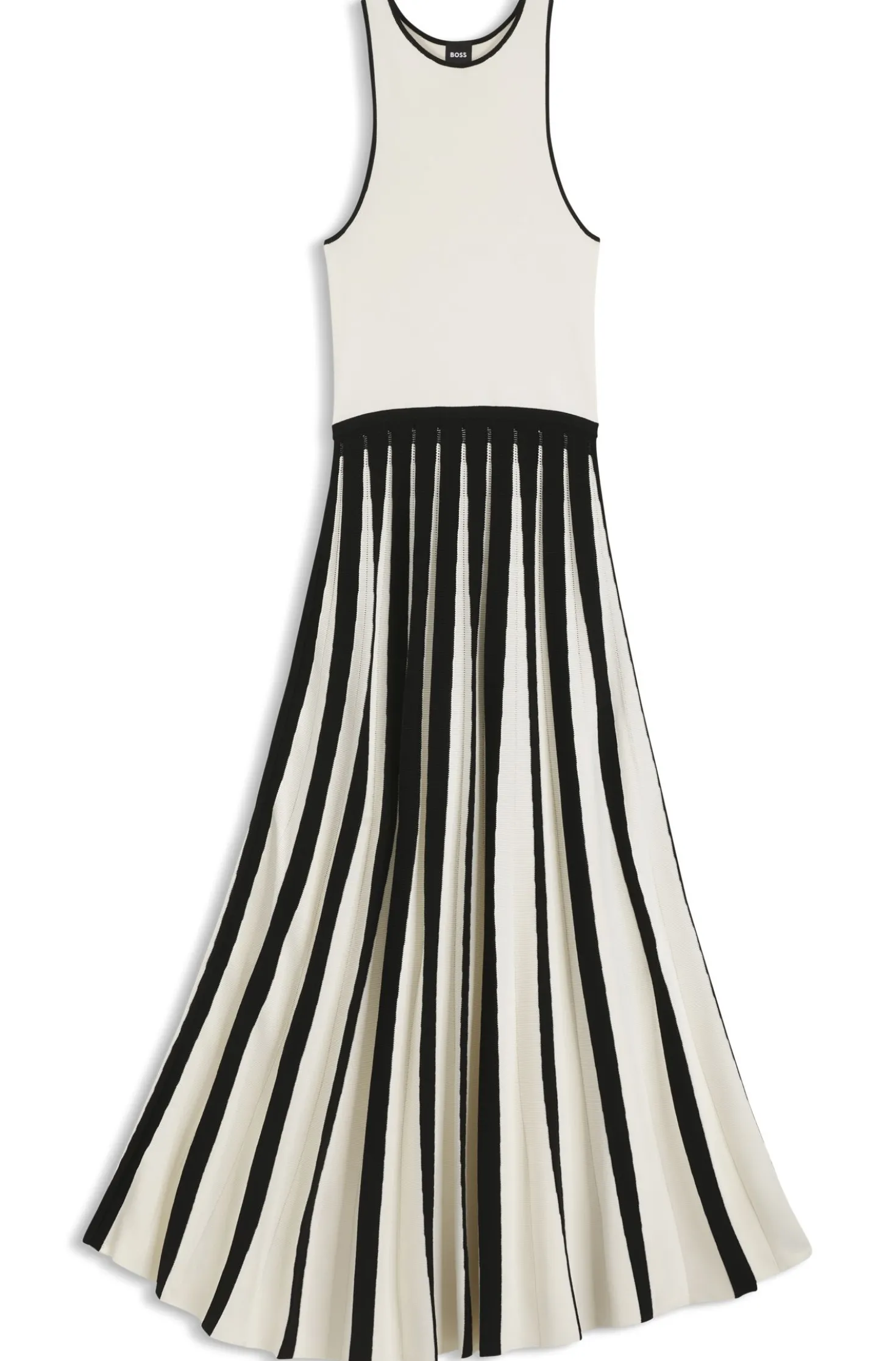 Knitted dress with two-tone pleated skirt