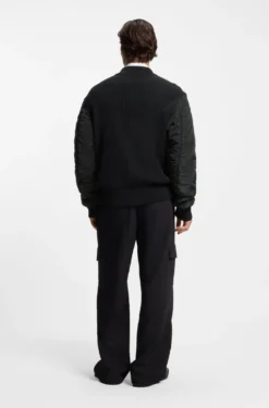 Knitted jacket with contrast sleeves