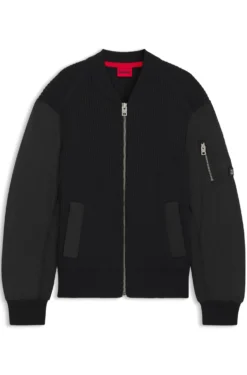 Knitted jacket with contrast sleeves