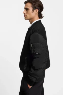 Knitted jacket with contrast sleeves