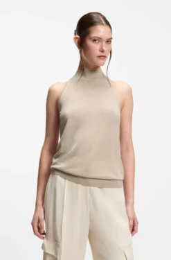 Knitted mock-neck top in superfine yarn