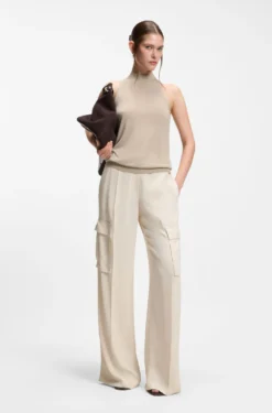 Knitted mock-neck top in superfine yarn