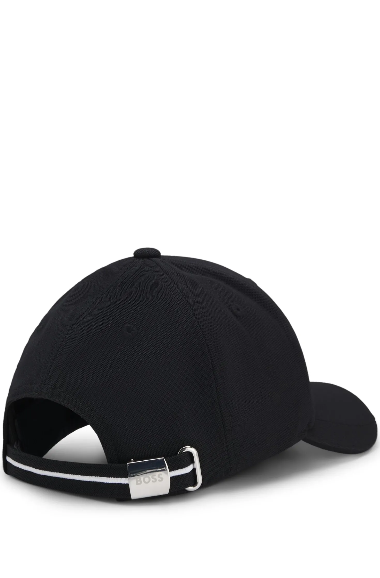 Knitted-piqué six-panel cap with embroidered logo