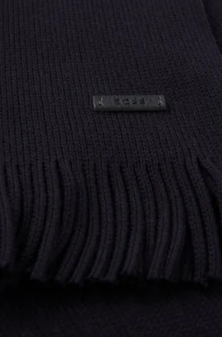 Knitted scarf in virgin wool with logo detail