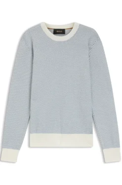 Knitted-structure sweater in cotton and silk