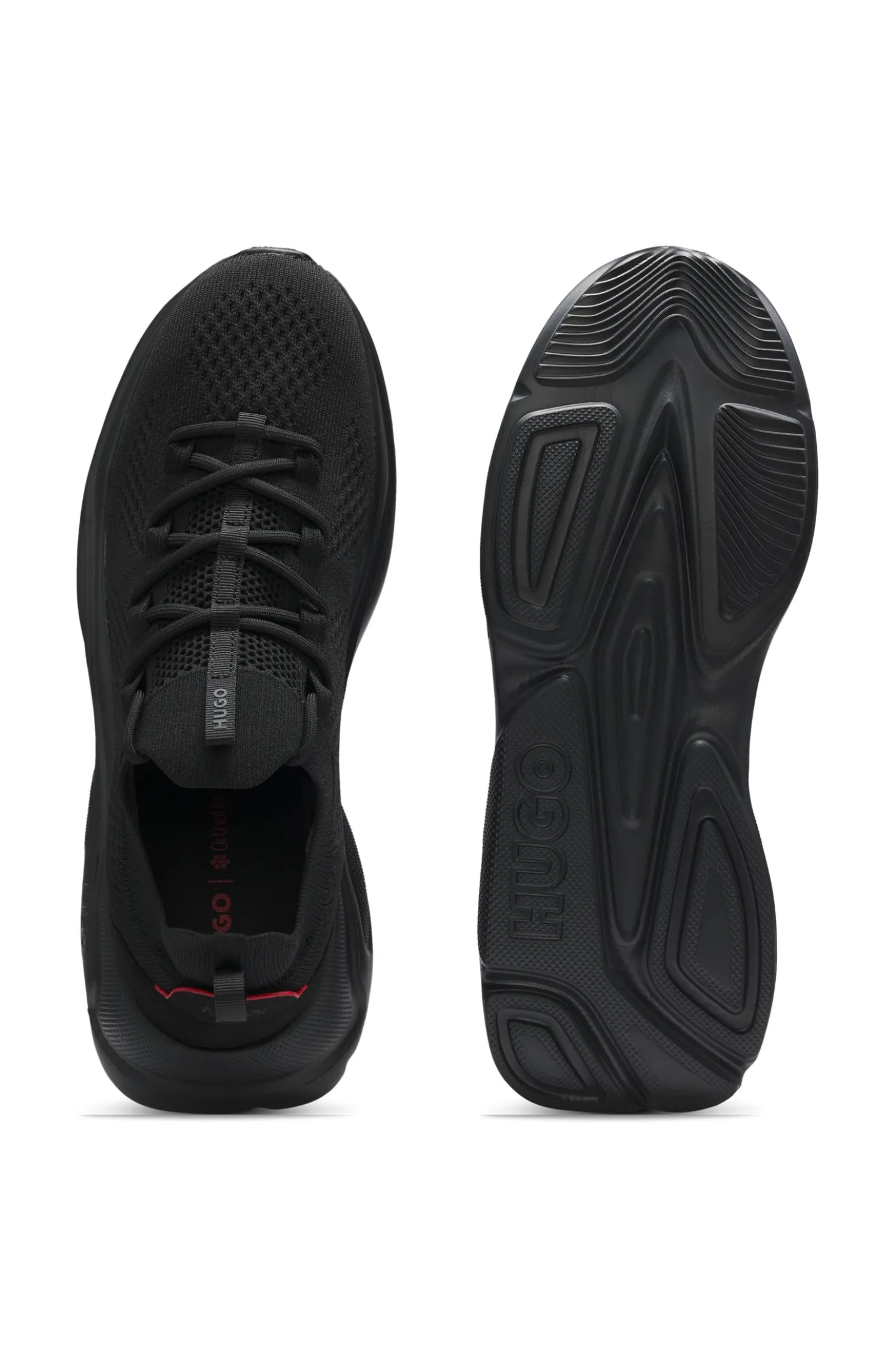 Knitted trainers with logo-embossed EVA sole