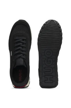 Knitted-upper trainers with logo flag
