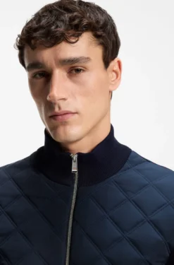 Knitted-wool jacket with quilted front