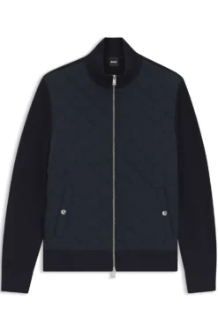Knitted-wool jacket with quilted front