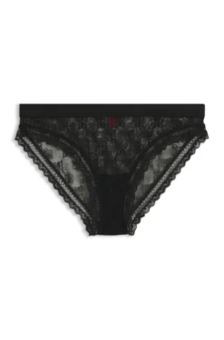 Lace briefs with branded waistband
