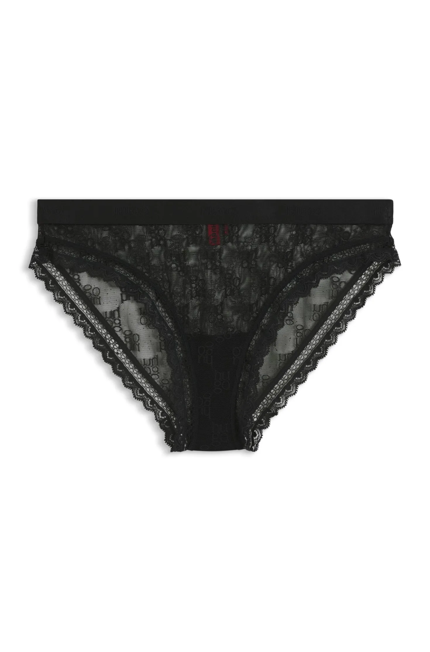 Lace briefs with branded waistband