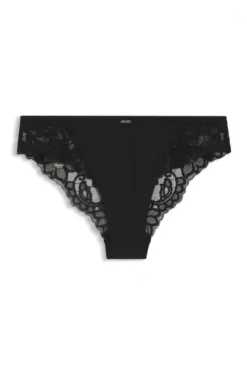 Lace briefs with mesh pleating details
