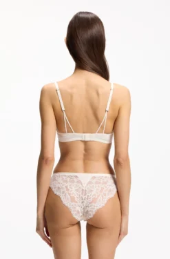Lace briefs with mesh pleating details