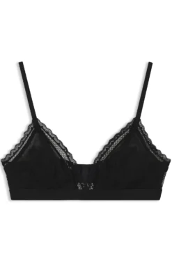 Lace triangle bra with logo waistband