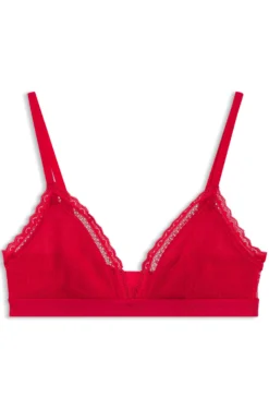 Lace triangle bra with logo waistband