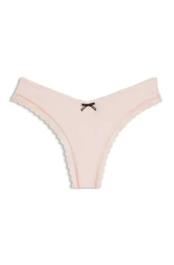 Lace-trim thong in stretch microfibre