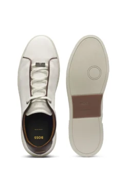 Lace-up trainers in grainy Italian leather