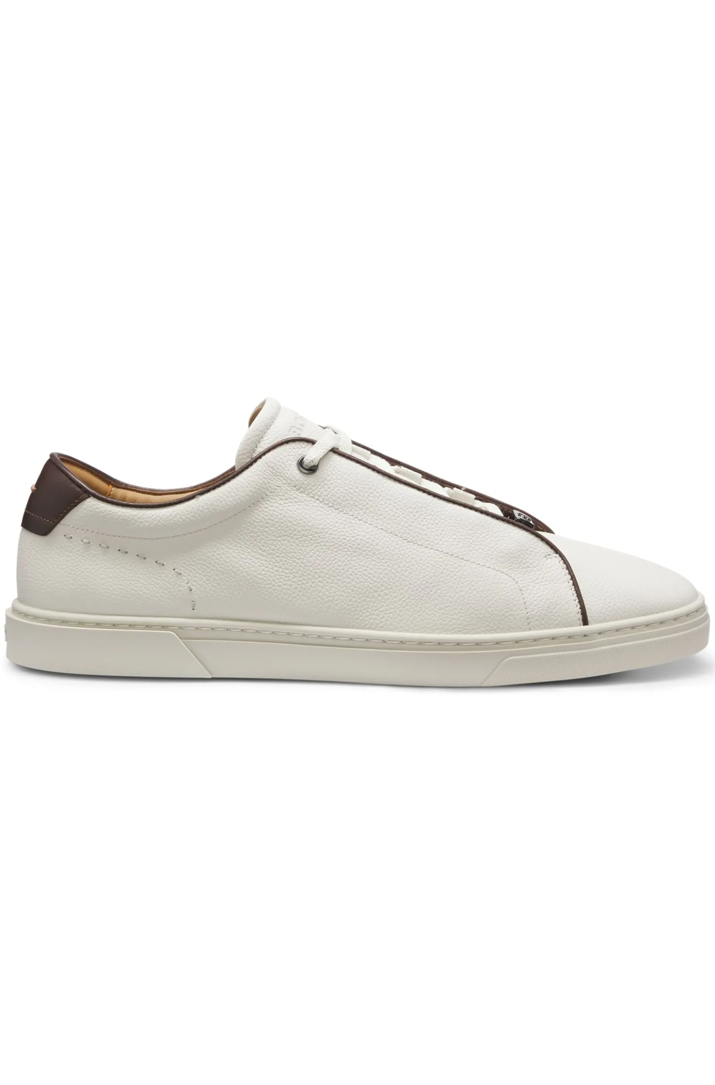 Lace-up trainers in grainy Italian leather