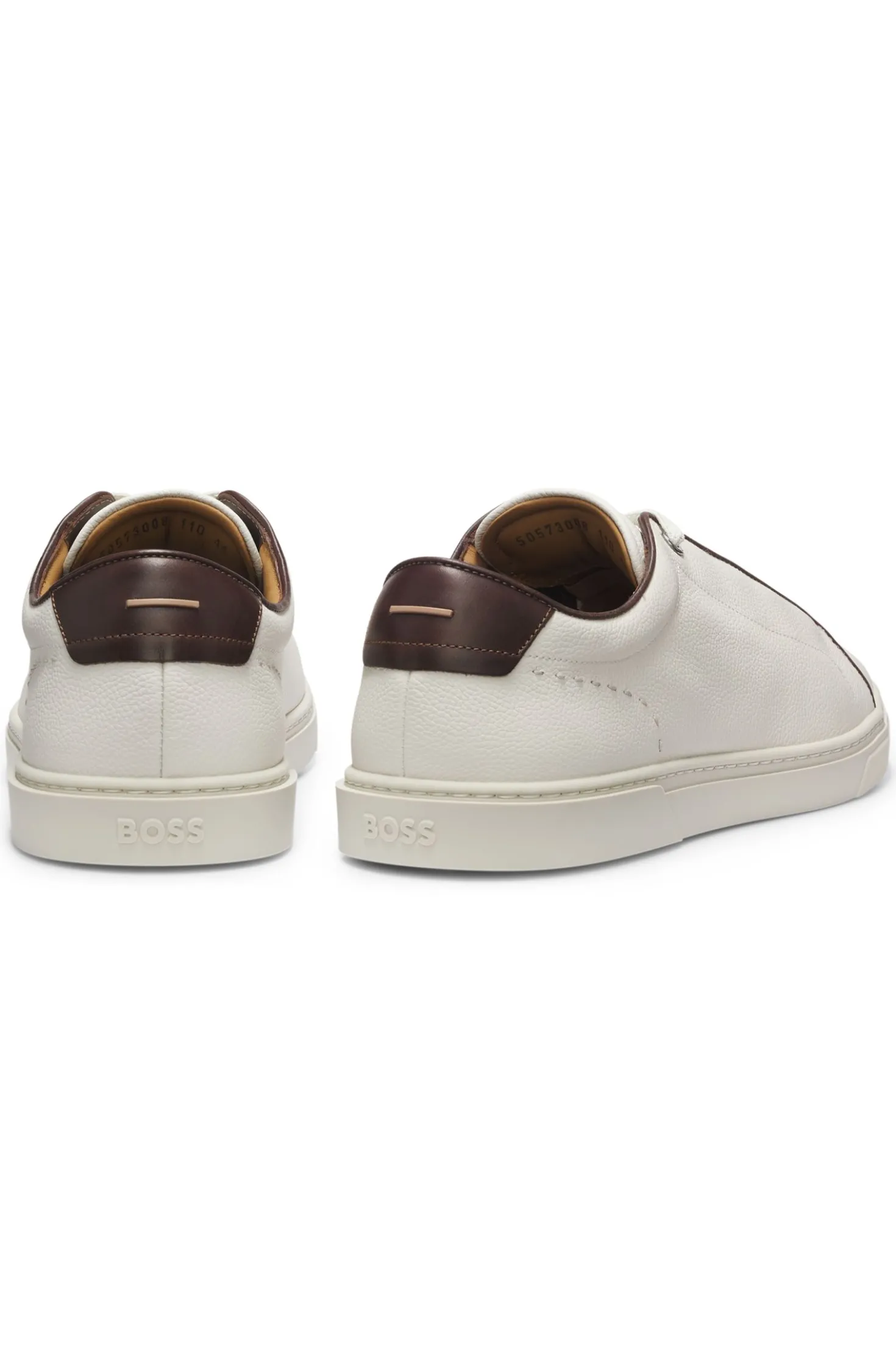 Lace-up trainers in grainy Italian leather
