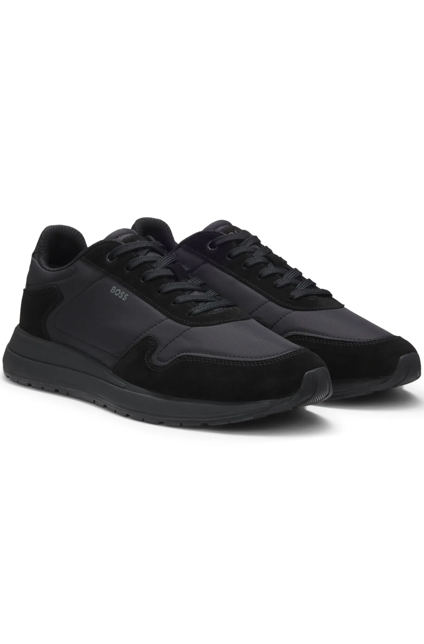 Lace-up trainers in lightweight fabric with suede trims